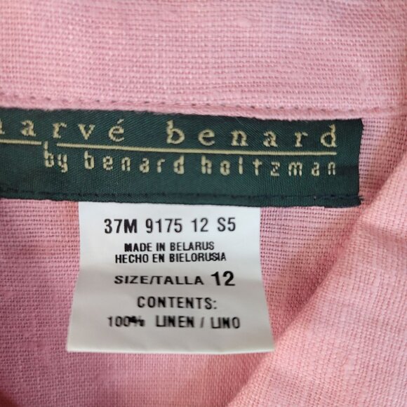 Harve Benard Pink Linen Button-Up 12 Long Sleeve Lightweight Deadstock Vintage - Picture 4 of 8